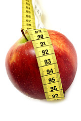 Image showing Apple with tape measure
