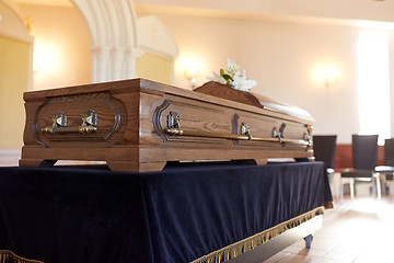 Image showing coffin at funeral in orthodox church