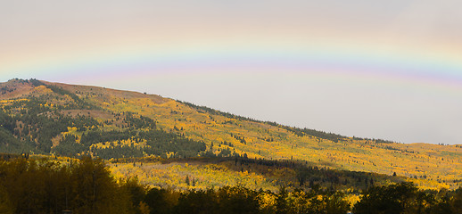 Image showing Rainbow Over Fall Color Montana Landscape