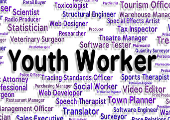 Image showing Youth Worker Shows Blue Collar And Adolescence