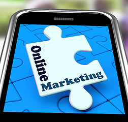 Image showing Online Marketing On Smartphone Shows Emarketing