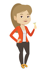 Image showing Woman holding razor in hand vector illustration.
