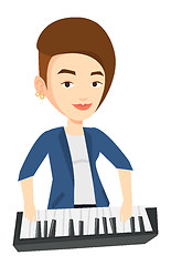 Image showing Woman playing piano vector illustration.