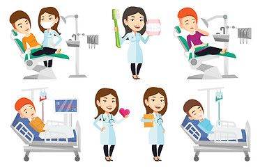 Image showing Vector set of doctor characters and patients.