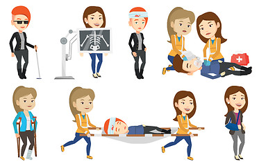 Image showing Vector set of doctor characters and patients.