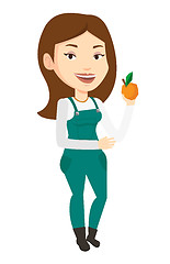 Image showing Farmer collecting oranges vector illustration.