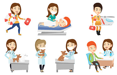 Image showing Vector set of doctor characters and patients.