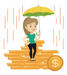 Image showing Business woman insurance agent with umbrella.