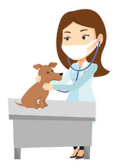 Image showing Veterinarian examining dog vector illustration.