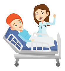 Image showing Doctor visiting patient vector illustration.