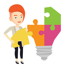 Image showing Student with idea lightbulb vector illustration.