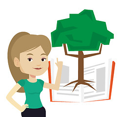 Image showing Student pointing at tree of knowledge.