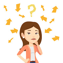 Image showing Young business woman thinking vector illustration.