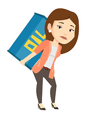 Image showing Woman carrying oil barrel vector illustration.