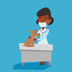 Image showing Veterinarian examining dog vector illustration.