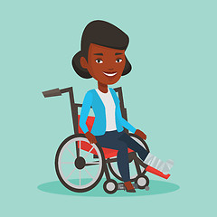 Image showing Woman with broken leg sitting in wheelchair.