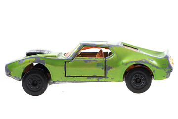 Image showing green metal toy car 