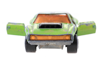 Image showing green metal toy car 