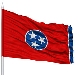 Image showing Isolated Tennessee Flag on Flagpole, USA state