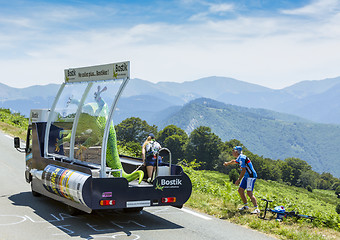 Image showing Bostik Vehicle in Pyrenees Mountains - Tour de France 2015