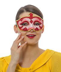 Image showing Portrait of a Young Woman with a Mask