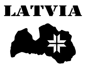 Image showing Symbol of  Latvia and maps
