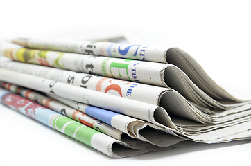 Image showing Newspapers folded and stacked