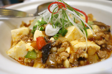 Image showing Tofu and mince with hot spicy sauce