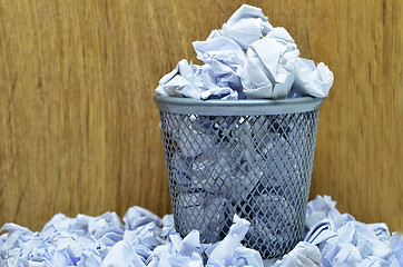 Image showing Garbage bin with paper waste