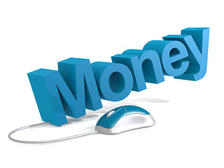 Image showing Money word with blue mouse