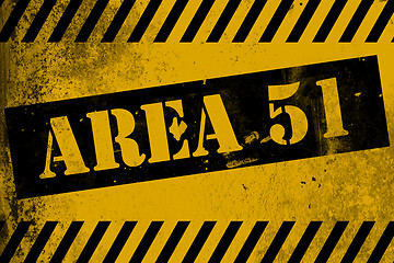 Image showing Aea 51 sign yellow with stripes