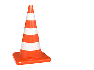Image showing Isolated orange white traffic cone