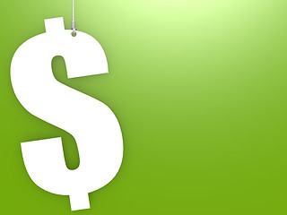 Image showing Dollar sign hang with green background 