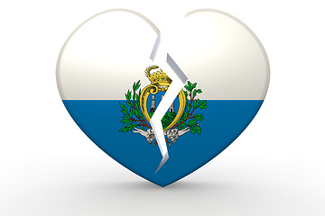 Image showing Broken white heart shape with San Marino flag