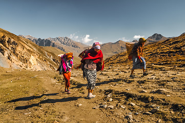 Image showing Women with baskets in Nepal