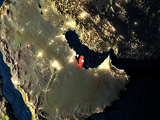 Image showing Qatar in red from space at night