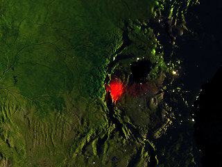 Image showing Burundi in red from space at night