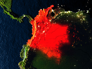 Image showing Colombia in red from space at night