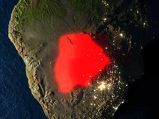 Image showing Botswana in red from space at night