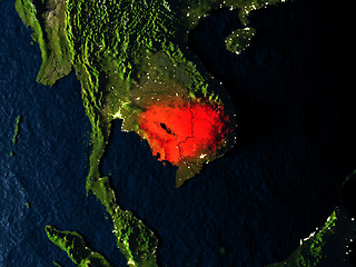 Image showing Cambodia in red from space at night