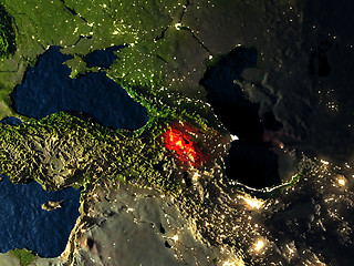 Image showing Armenia in red from space at night