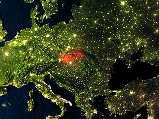 Image showing Slovakia in red from space at night