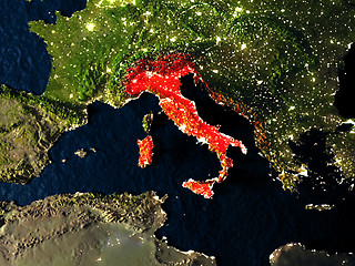 Image showing Italy in red from space at night