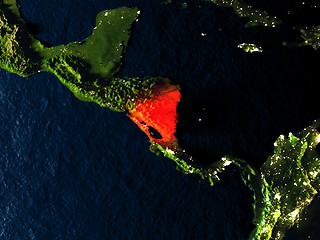 Image showing Nicaragua in red from space at night