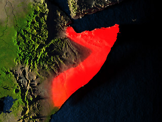 Image showing Somalia in red from space at night