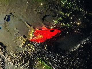 Image showing Kyrgyzstan in red from space at night