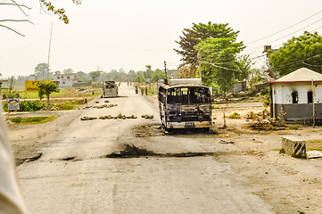 Image showing Long road with bus in Nepal