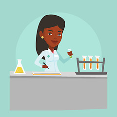 Image showing Laboratory assistant working vector illustration.