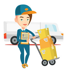 Image showing Delivery courier with cardboard boxes.