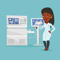 Image showing Female ultrasound doctor vector illustration.